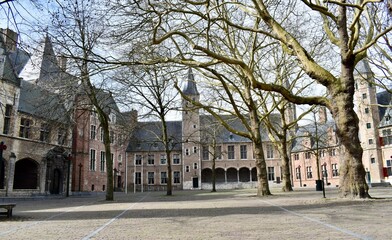 Empty Abdijplein in Middelburg Netherlands