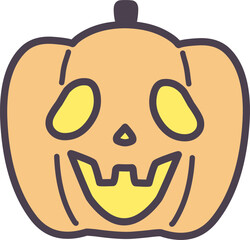 シンプルにデフォルメしたハロウィンのカボチャのランタンのイラスト