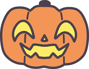 シンプルにデフォルメしたハロウィンのカボチャのランタンのイラスト