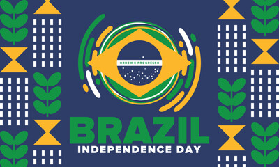 Brazil Independence Day. National happy holiday. Freedom day design. Celebrate annual in September 7. Brazil flag. Patriotic Brazilian vector illustration. Poster, template and background