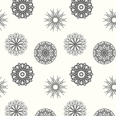 Mandala Geometric Flower Shape Outline Silhouette Allover Seamless Pattern Design Artwork	
