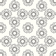 Fototapeta na wymiar Geometric Flower Mandala Outline Allover Seamless Pattern Design Artwork 
