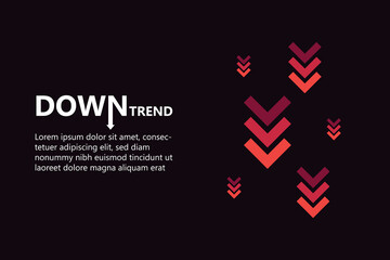 Fallen Digital Red Arrows in Downtrend. Visualize decline: Fallen digital red arrows depict a downtrend. Illustration of negative market movement and financial decline in a dynamic vector.