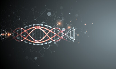 Science template, wallpaper or banner with a DNA molecules.