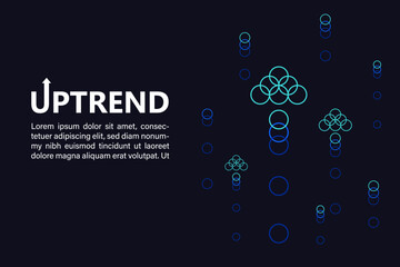 Rising Digital Blue Green Circle Line Arrows in Uptrend. Digital blue-green circle line arrows depict rising momentum. Vector illustration symbolizes positive market growth and progress.