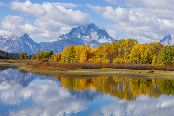 Scenic Landscape Reflection in Grand Teton National Park Wyoming in Autumn