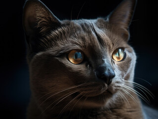 Burmese Сat portrait close up created with Generative AI technology