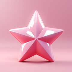 Cartoon lucky star isolated on pink background. 3D rendering with clipping path, made of AI