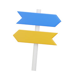 3d render illustration of road sign isolated on white. Travel icon summer vacation concept