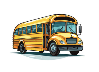 Fototapeta na wymiar School bus. Yellow school kids bus isolated on white background. 