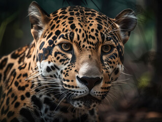 Jaguar portrait close up created with Generative AI technology