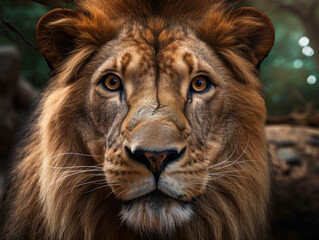 Lion portrait close up created with Generative AI technology