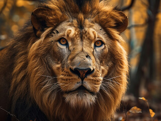 Lion portrait close up created with Generative AI technology
