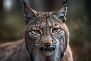 Lynx portrait close up created with Generative AI technology