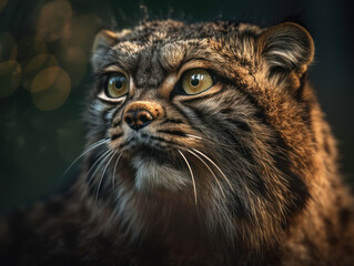 Manul Сat portrait close up created with Generative AI technology