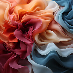 AI generated abstract background of colored silk or satin fabric. studio shot wallpaper,background