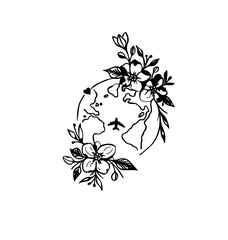 Fototapeta premium Planet earth with flowers 