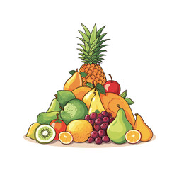 Fruits. Vector illustration various tropical fruits in the shape of pyramid