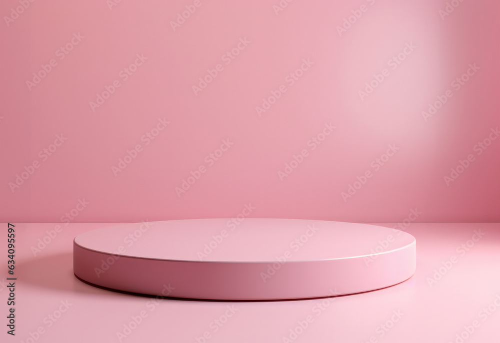 Poster a podium or circular base is placed on a plain pink background, suitable for use as a template to de