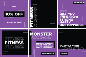 Fitness Business Brand Social Media Template Set