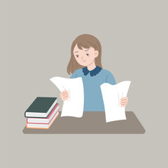 Fototapeta premium woman stressed with overwork vector flat