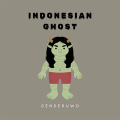 indonesian genderuwo ghost mascot character illustration