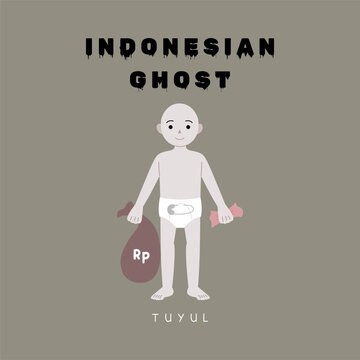 indonesian tuyul ghost mascot character illustration