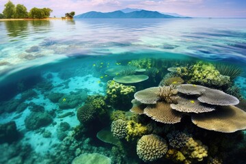 barrier reef and surrounding turquoise waters