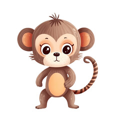 Fototapeta premium Cute Safari Baby Monkey Illustration