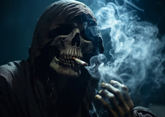 Grim Reaper Smoking, Smoking Addiction, Anti-Smoking Concept,