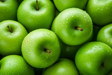 Top view of green apple fruits