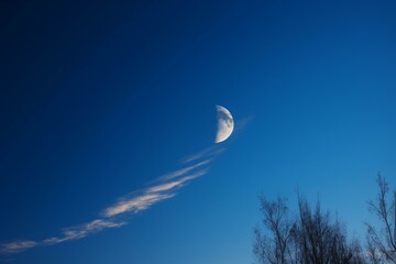 Obraz na płótnie Canvas Blue sky with a moon. Generative AI