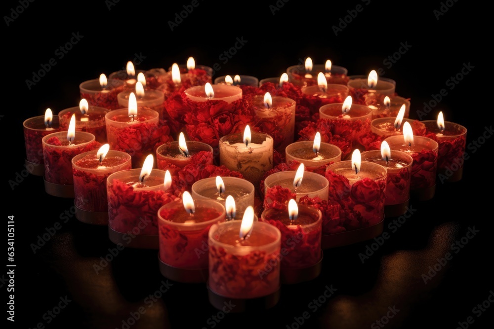 Poster multiple candles forming a heart shape