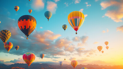 Fototapeta premium Colorful hot air balloons floating in the sky 