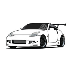 Nissan car black and white vector