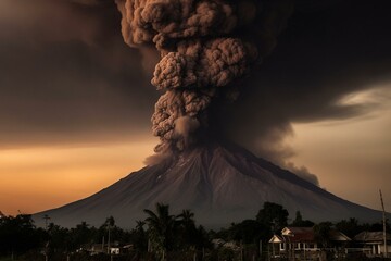 Outburst of Agung volcano. Generative AI