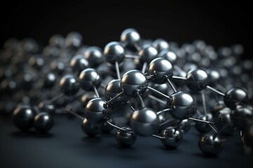 Innovative grey atoms, medical tech concept. Generative AI