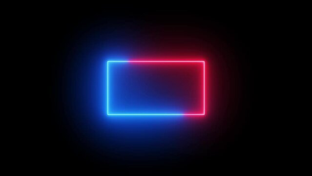 Abstract bright neon frame. rectangular frame made of two moving neon lights. e_585