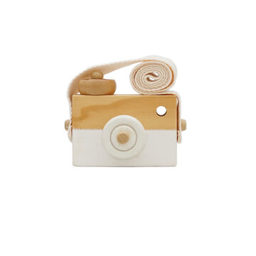 Hand made wooden toy camera kids transparent background