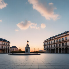 Fototapeta na wymiar Europe's sunset squares and skies. Generative AI