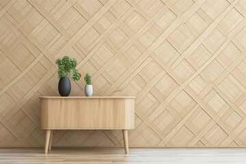 Light-colored wood wallpaper with intertwining patterns. Generative AI