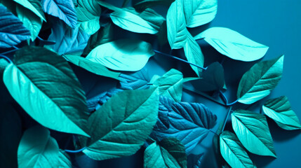 Blue Background Leaves
