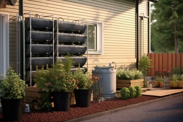 Naklejka premium rainwater harvesting system outdoors