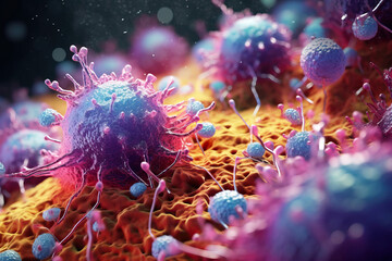 Group of Cancer Cells Illustration - obrazy, fototapety, plakaty