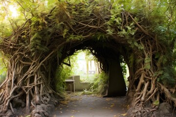 shelter made from branches and foliage