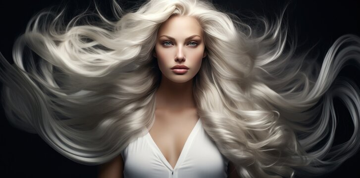 Beautiful Woman With Long White Hair