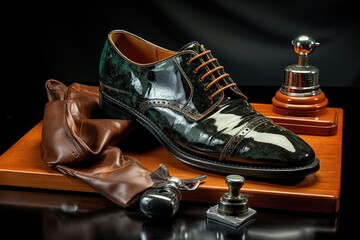 step-by-step process of polishing shoes in sequence