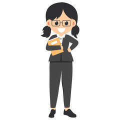 cute female teacher cartoon illustration