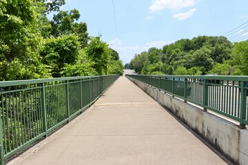Fototapeta na wymiar The bridge in the park on a sunny day.