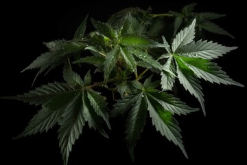 Transparent background of cannabis hybrid leaves. Generative AI